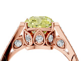 Rose gold Fancy Yellow Cushion  Cut Cathedral Pave Diamond Engagement Ring with Six-Prong Setting_36