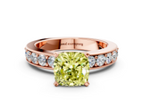 Rose gold Fancy Yellow Cushion  Cut Channel Set Diamond Engagement Ring with Four-Prong Setting_240