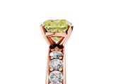 Rose gold Fancy Yellow Cushion  Cut Channel Set Diamond Engagement Ring with Four-Prong Setting_245