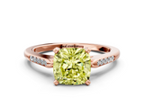 Rose gold Fancy Yellow Cushion  Cut Channel Set Solitaire Engagement Ring with Four-Prong Setting_226