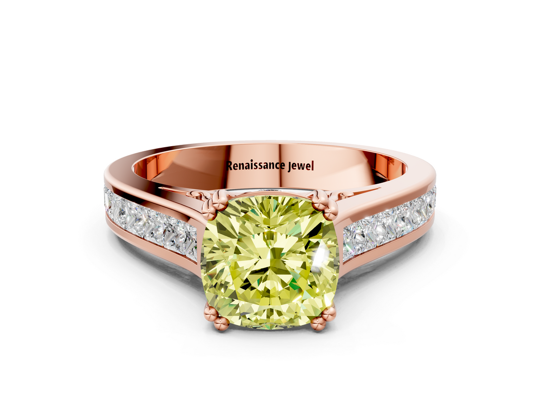 Rose gold Fancy Yellow Cushion  Cut Channel Set Solitaire Engagement Ring with Prong Setting_20