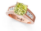 Rose gold Fancy Yellow Cushion Cut Cut Channel Set Solitaire Ring with Four-Prong Setting_1