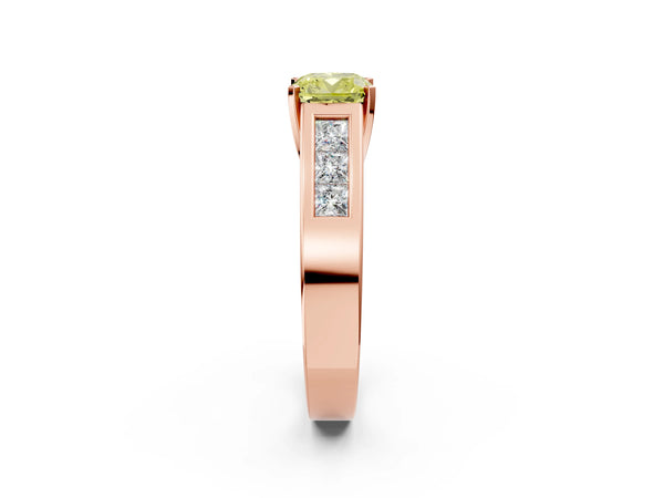 Rose Gold Cushion Cut Engagement Ring Setting for Fancy Yellow Center with Channel-Set Shoulders