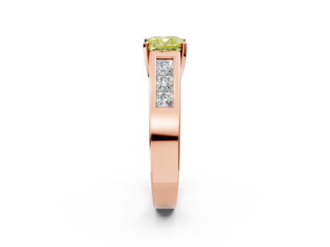 Rose gold Fancy Yellow Cushion Cut Cut Channel Set Solitaire Ring with Four-Prong Setting_2