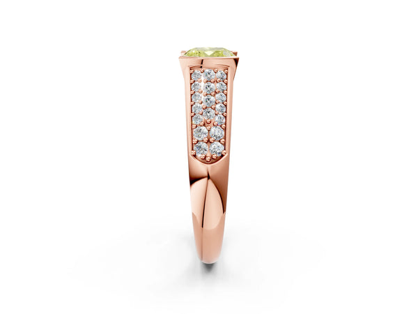 Rose gold Fancy Yellow Cushion Cut Diamond Channel Set Pave Band with Tension Prong Setting
