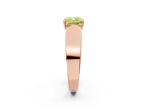 Rose gold Fancy Yellow Cushion Cut Cut Diamond Channel Set Solitaire Ring with Four-Prong Setting_2