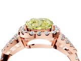 Rose gold Fancy Yellow Cushion Cut Cut Diamond Halo Engagement Ring with Open Split Pavé Band_4