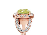 Rose gold Fancy Yellow Cushion Cut Cut Diamond Halo Engagement Ring with Open Split Pavé Band_5