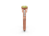 Rose gold Fancy Yellow Cushion Cut Cut Diamond Milgrain Pave Band Four-Prong Setting Ring_5