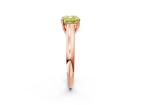 Rose gold Fancy Yellow Cushion Cut Cut Diamond Solitaire Engagement Ring with Tapered Plain Band and Four-Prong Setting_2