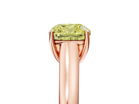 Rose gold Fancy Yellow Cushion Cut Cut Diamond Solitaire Engagement Ring with Tapered Plain Band and Four-Prong Setting_5