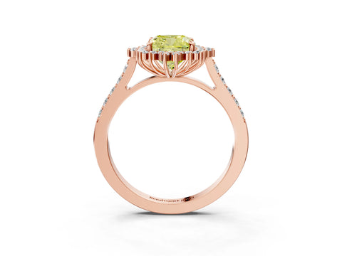 Rose gold Fancy Yellow Cushion Cut Cut Diamond Sunburst Halo Engagement Ring with Pavé Band_3