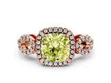 Rose gold Fancy Yellow Cushion Cut Cut Halo Diamond Infinity Band with Four-Prong Setting
