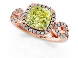 Rose gold Fancy Yellow Cushion Cut Cut Halo Diamond Infinity Band with Four-Prong Setting_1