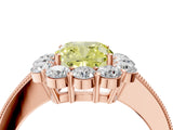 Rose gold Fancy Yellow Cushion Cut Cut Halo Diamond Pavé Engagement Ring with Milgrain Detailing_4