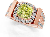 Rose gold Fancy Yellow Cushion Cut Cut Halo Split Shank Prong Set Ring_1