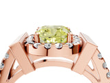 Rose gold Fancy Yellow Cushion Cut Cut Halo Split Shank Prong Set Ring_4