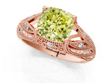 Rose gold Fancy Yellow Cushion Cut Cut Milgrain Pave Diamond Engagement Ring with Four-Prong Setting_16