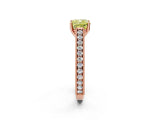 Rose gold Fancy Yellow Cushion Cut Cut Pave Band Milgrain Solitaire Ring_2