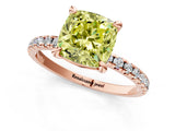 Rose gold Fancy Yellow Cushion Cut Diamond Brilliant Solitaire Ring with Pavé Band and Four-Prong Setting_13