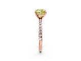 Rose gold Fancy Yellow Cushion Cut Diamond Brilliant Solitaire Ring with Pavé Band and Four-Prong Setting_14