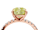 Rose gold Fancy Yellow Cushion Cut Diamond Brilliant Solitaire Ring with Pavé Band and Four-Prong Setting_16