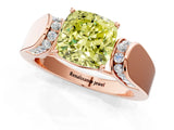 Rose gold Fancy Yellow Cushion Cut Diamond Channel Set Solitaire Ring with Four-Prong Setting_13