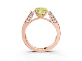 Rose gold Fancy Yellow Cushion Cut Diamond Channel Set Solitaire Ring with Four-Prong Setting_15
