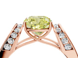 Rose gold Fancy Yellow Cushion Cut Diamond Channel Set Solitaire Ring with Four-Prong Setting_16