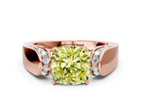 Rose gold Fancy Yellow Cushion Cut Diamond Channel Set Solitaire Ring with Four-Prong Setting_24