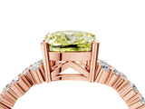 Rose gold Fancy Yellow Cushion Cut Diamond Cluster Pavé Band with Four-Prong Setting_16