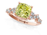 Rose gold Fancy Yellow Cushion Cut Diamond Cluster Pavé Band with Four-Prong Setting_4