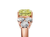 Rose gold Fancy Yellow Cushion  Cut Diamond Cluster Ring with Round Accent Stones and Prong Setting on a Classic Band_53