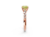 Rose gold Fancy Yellow Cushion Cut Diamond Cluster Side Stone Solitaire Ring with Prong Setting_55
