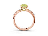 Rose gold Fancy Yellow Cushion Cut Diamond Cluster Side Stone Solitaire Ring with Prong Setting_56