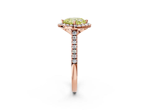 Rose gold Fancy Yellow Cushion Cut Diamond Cushion Halo Ring with Pavé Band_2