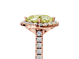 Rose gold Fancy Yellow Cushion Cut Diamond Cushion Halo Ring with Pavé Band_5