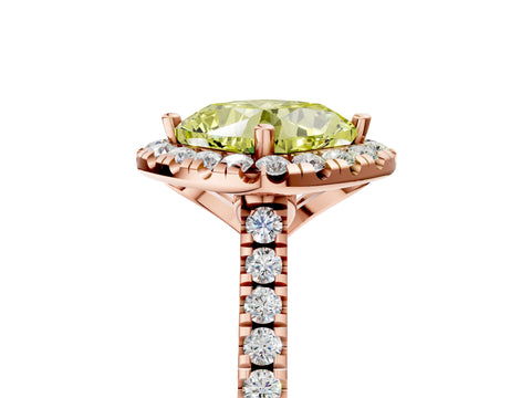 Rose gold Fancy Yellow Cushion Cut Diamond Cushion Halo Ring with Pavé Band_5