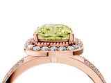 Rose gold Fancy Yellow Cushion Cut Diamond Double Halo Ring with Split Shank and Four-Prong Setting_4