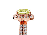 Rose gold Fancy Yellow Cushion Cut Diamond Double Halo Ring with Split Shank and Four-Prong Setting_5