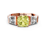 Rose gold Fancy Yellow Cushion Cut Diamond Engagement Ring with Baguette Side Stones and Channel Set Band_20