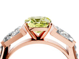 Rose gold Fancy Yellow Cushion Cut Diamond Engagement Ring with Baguette Side Stones and Channel Set Band_24