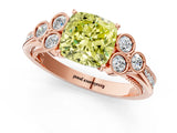 Rose gold Fancy Yellow Cushion  Cut Diamond Engagement Ring with Bezel Set Round Side Stones and Prong Setting_52