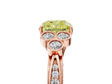 Rose gold Fancy Yellow Cushion  Cut Diamond Engagement Ring with Bezel Set Round Side Stones and Prong Setting_56