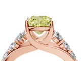 Rose gold Fancy Yellow Cushion  Cut Diamond Engagement Ring with Pavé Band and Four-Prong Setting_7