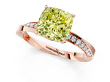 Rose gold Fancy Yellow Cushion Cut Diamond Engagement Ring with Side Stone Accents and Four-Prong Setting_13