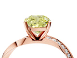 Rose gold Fancy Yellow Cushion Cut Diamond Engagement Ring with Side Stone Accents and Four-Prong Setting_16
