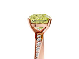Rose gold Fancy Yellow Cushion Cut Diamond Engagement Ring with Side Stone Accents and Four-Prong Setting_17