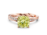 Rose gold Fancy Yellow Cushion Cut Diamond Engagement Ring with Side Stone Accents and Four-Prong Setting_72