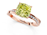 Rose gold Fancy Yellow Cushion Cut Diamond Engagement Ring with Side Stone Accents and Four-Prong Setting_73